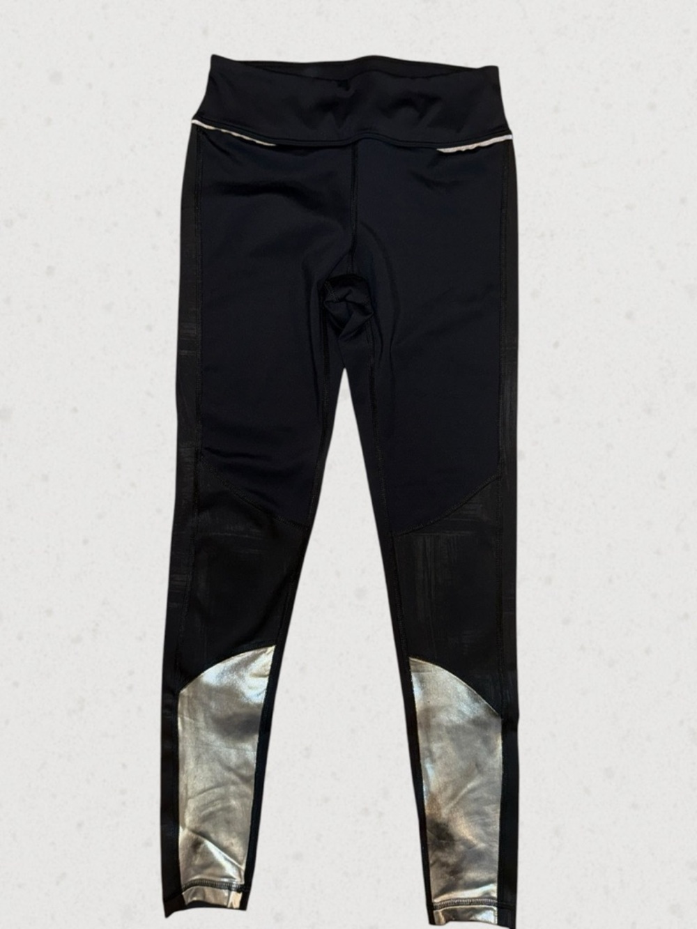 Alaia Black Leggings with Silver Accent Panels
